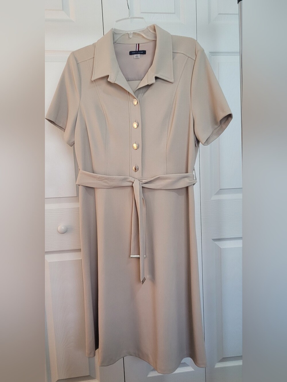 Tommy Hilfiger Cream Short-Sleeve Shirt Dress with Belt